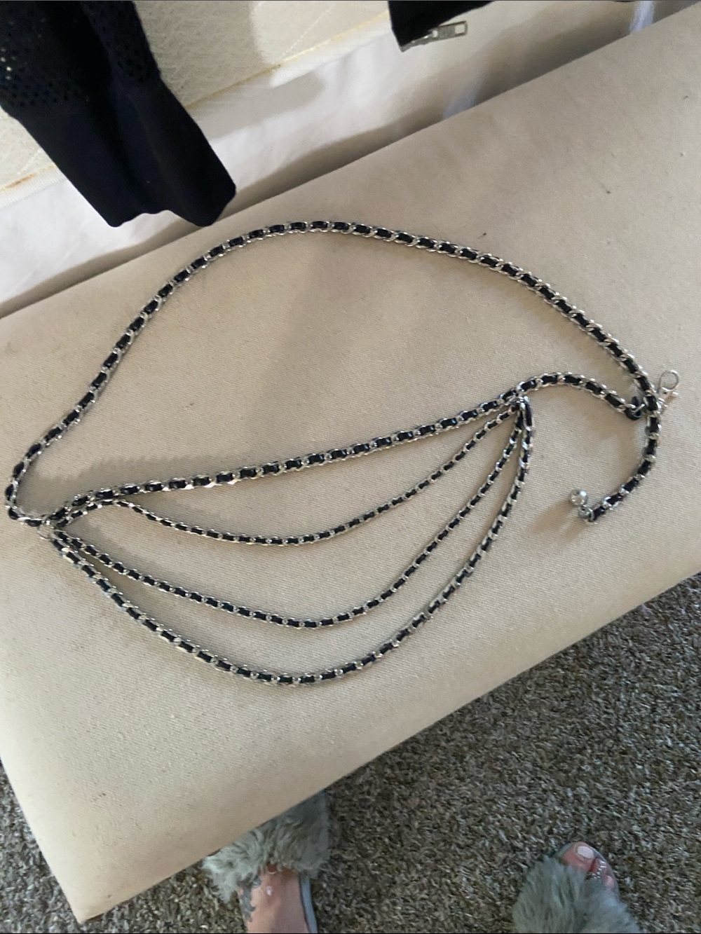 Layered Black and Silver Chain Waist Belt - Women's Jewelry